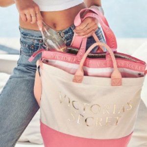 NWT PINK Victoria's Secret Canvas Tote Bag
